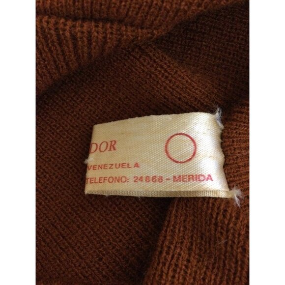 Vintage Tejidos Ecuador Women's Knit Poncho Sweater Tassel Tie Necklace Chevron - Picture 8 of 8